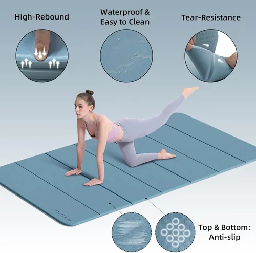 Miniatura 3 de PAIDU Tapete de yoga plegable de grosor de 2/5 pulgadas (0.394 in), diseño antideslizante de elastómero termoplástico, plegado rápido, fácil