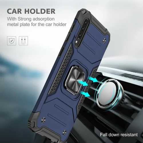 Miniatura 3 de Dionsibei Funda para Samsung Galaxy A50 A50S A30S grado militar con función atril incorporada con soporte de armadura, resistente a prueba de Azul