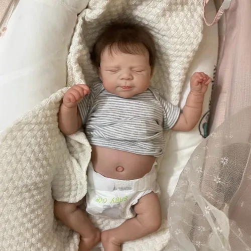 Miniatura 6 de Angelbaby Muñecas de bebé Reborn niño de 19 pulgadas, recién nacida que duerme, de silicona de cuerpo completo, aspecto real, con peso, muñeca