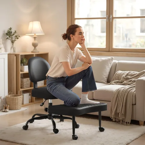 Homall - Silla de oficina de escritorio ergonómica con patas cruzadas y ruedas, giro de 360° y altura ajustable para meditación y TDAH, silla de