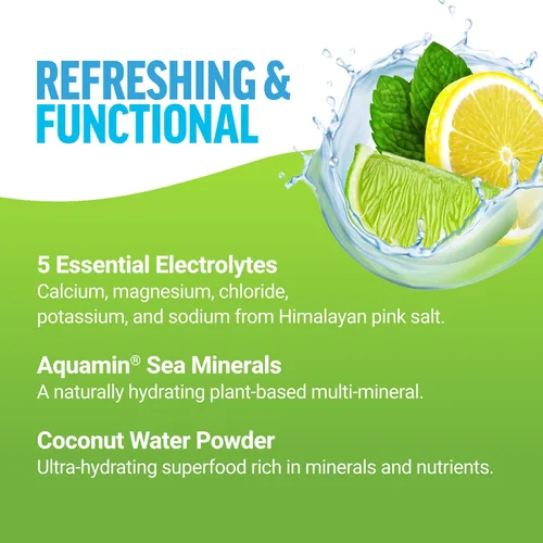 Miniatura 3 de Paquetes de polvo de electrolitos Force Factor Liquid Labs —Limón y lima— sobres de hidratación para hacer agua con electrolitos con 5 electrolitos