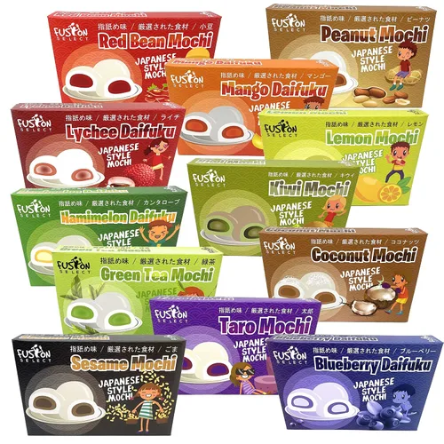 Miniatura 9 de Fusion Select Mochi Daifuku Snacks – Pasteles de arroz tradicionales japoneses con relleno – Postres dulces asiáticos saborizados para la familia