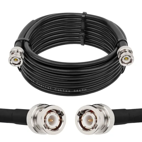 Miniatura 7 de MOOKEERF Cable BNC - 1 pie 2 piezas RG58 50 ohm macho a macho cables coaxiales de extensión BNC de baja pérdida para antenas, radios RF, módems