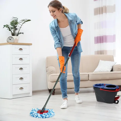 Miniatura 6 de Paquete de 4 cabezales de repuesto para trapeador giratorio compatible con el sistema RinseClean de 2 tanques, solo repuestos de microfibra (4)