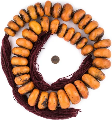 Miniatura 2 de TheBeadChest - Cuentas de resina marroquí, mandarina, extra grandes, 1.496 pulgadas, color naranja africano, redondo, agujero grande, 38 pulgadas