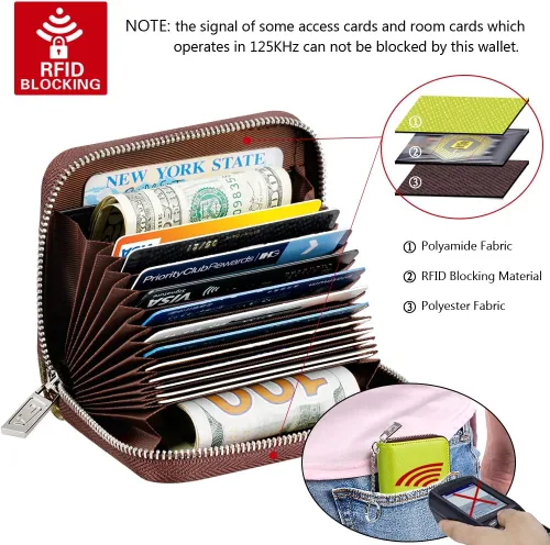 Miniatura 5 de FurArt Cartera con Cremallera para Mujeres, Cartera con Bloqueo RFID para Tarjetas de Crédito, Portador de Tarjetas de Presentación, Cartera Llavero