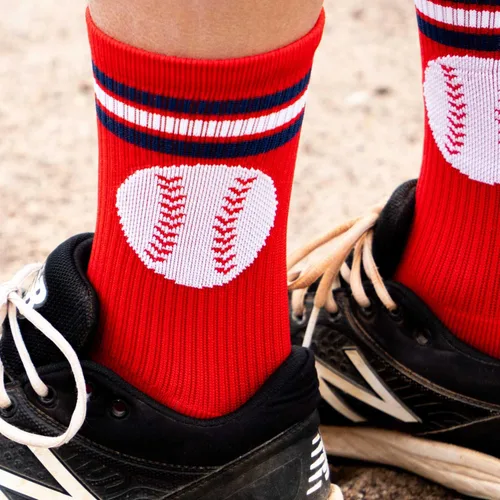 Miniatura 6 de ChalkTalkSPORTS Calcetines Crew de Rendimiento de Béisbol - Calcetines Boston - Jóvenes y Adultos - Calcetines de Béisbol a Media Pantorrilla