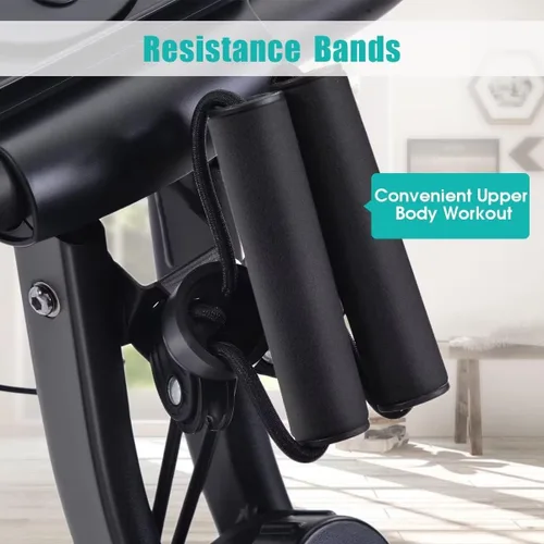 Miniatura 5 de Merax Bicicleta estática plegable, 3 en 1, bicicleta estática magnética para el hogar con resistencia de 16 niveles, bicicleta de ciclismo vertical