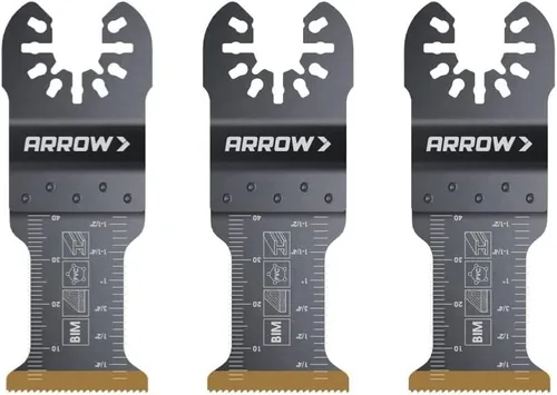 Miniatura 7 de Arrow OSC204-3 - Hojas de sierra oscilantes con revestimiento de titanio para carpintería, paneles de yeso, PVC y metal, universal, se adapta a