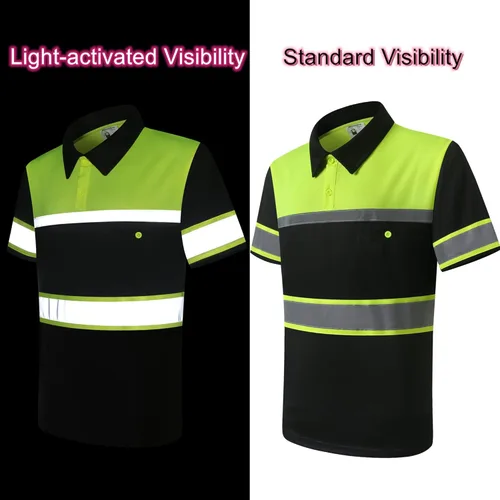 Miniatura 2 de Camisas de seguridad HoliSecure para hombre, camisas polo reflectantes de alta visibilidad para hombre con bolsillo, ropa de trabajo de manga corta