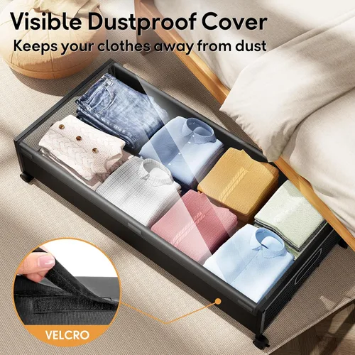 Miniatura 5 de Almacenamiento Debajo de la Cama con Ruedas, 1 Paquete Contenedores de Almacenamiento Debajo de la Cama, Almacenamiento de Zapatos Debajo de la Cama