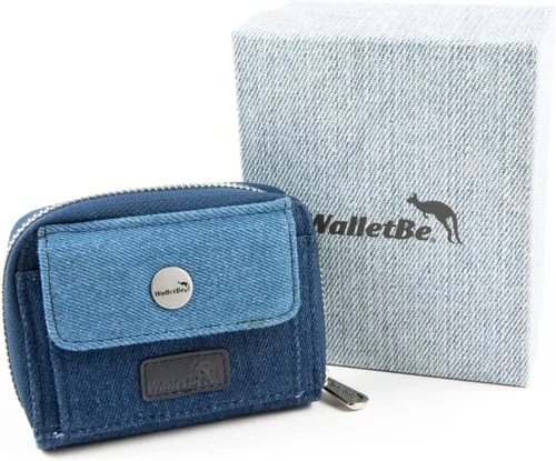 Miniatura 6 de Cartera de cuero RFID tarjeta de efectivo moneda embrague acordeón para mujer, Mezclilla azul, Denim