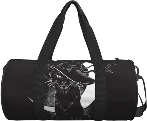 Miniatura 3 de Bolsa de viaje con diseño de sombrero de bruja puntiagudo de gato negro, bolsa de gimnasio, bolsa multifunción para hombres y mujeres