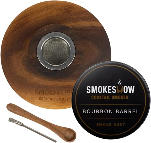 Miniatura 6 de Smokeshow - Ahumador de cóctel de madera de nogal de alta calidad. Ideal para whisky y moda antigua. Recubierto con cera de abeja natural segura