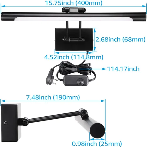 Miniatura 7 de LEONLITE 3CCT - Luz LED regulable, 2700 K/3000 K/4000 K seleccionable, marco de fotos giratorio CRI90 de metal completo para arte de pared, pintura