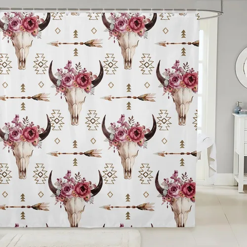 Miniatura 26 de Manfei Cortinas de ducha para niños con lazo de dibujos animados, diseño de mariquita, escarabajo, insecto, niñas, niños, cortinas impermeables