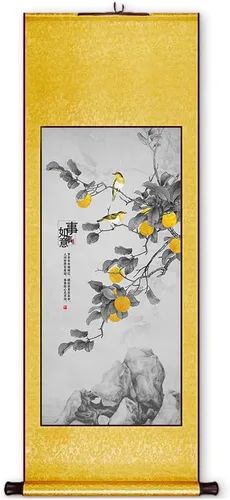 Miniatura 21 de Xzhipeng Pergamino Pintura colgante vertical Flor pájaro Pintura china Porche Pasillo Pasillo Pintura colgante Pergamino Sala de estar Comedor