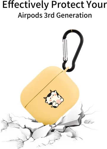 Miniatura 4 de Bonita funda de oso compatible con AirPods 3 con llavero, diseño de animales de dibujos animados, funda de TPU suave para AirPods de tercera