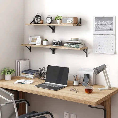 Miniatura 6 de YGEOMER - Estantes flotantes, juego de 4 unidades, color negro carbonizado, multifuncionales, montaje en pared, estantes para sala de estar, baño