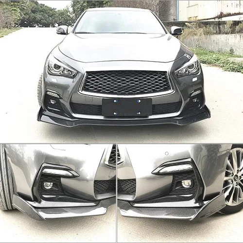 Miniatura 4 de Cubierta delantera de fibra de carbono para luz antiniebla para Infiniti Q50 Sport Sedan 2018-2020 Ventilación de flujo de aire cubierta de entrada