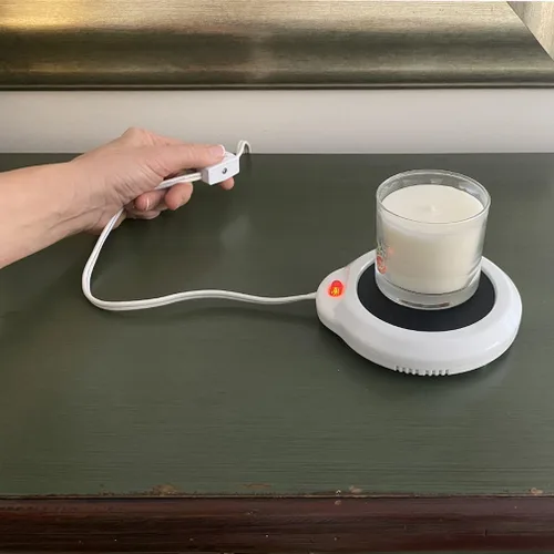 Miniatura 6 de Evelots Calentador eléctrico de tazas de escritorio, placa de calentamiento de velas, calentador de taza de café, también ideal para té caliente