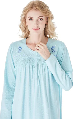 Miniatura 8 de Keyocean - Camisón para mujer, 100% algodón, suave, cálido, cómodo, ropa de dormir y descanso para otoño e invierno