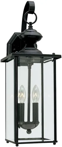Sea Gull 8468EN-12 Jamestowne - Aplique de pared para exteriores, 2 luces, 7 vatios en total, color negro Acabado negro
