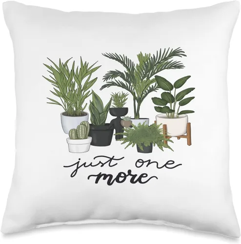 Victory Thru Vision Just One More Plant-Lady Mom - Almohada floral para interiores, 16 x 16 pulgadas, multicolor
