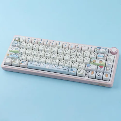 Miniatura 4 de Hyekit teclas PBT MOA Profile MOGUMOGU Oso de broma lindo teclas 147 teclas juego de teclas de sublimación japonesas de dibujos animados kawaii