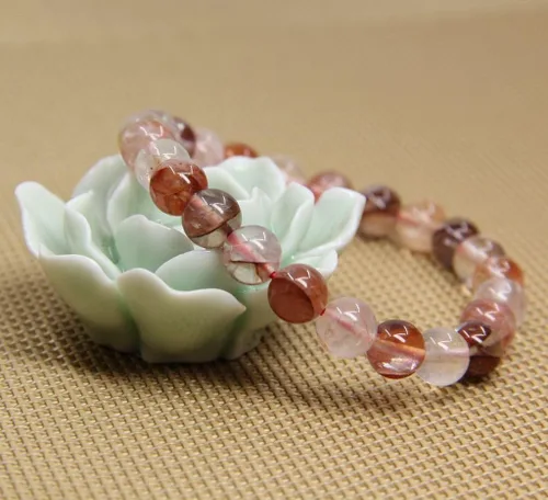 Miniatura 125 de Amandastone Pulsera elástica de cuentas redondas de 0.315 in con piedras preciosas naturales de 7 pulgadas