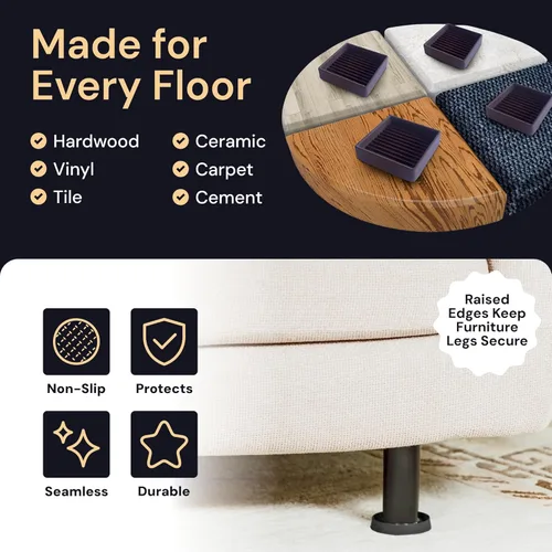 Miniatura 6 de CasterMaster Almohadillas antideslizantes para muebles de 3 pulgadas, protectores de piso de goma para patas de sillas para madera dura, tazas