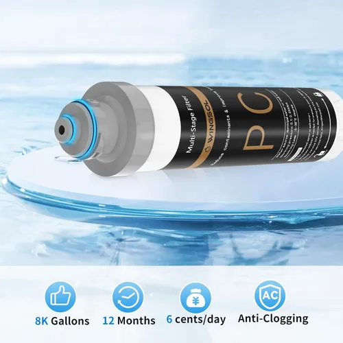 Miniatura 5 de WINGSOL Filtro de agua para grifo de fregadero, antiobstrucción, NSF/ANSI 42 y 53, filtro plisado de larga duración que reduce