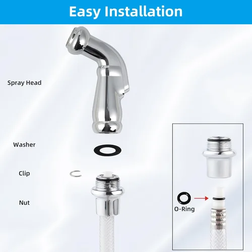 Miniatura 4 de Accesorio de rociador universal para grifo de cocina, cabezal rociador lateral de cocina compatible con Delta, Moen, Kohler y otras marcas OEM, Cromo