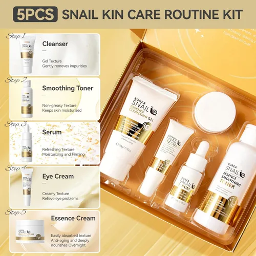 Miniatura 3 de Set de cuidado de la piel, juegos y kits revitalizantes para el cuidado de la piel de caracol facial, regalos para niñas adolescentes con limpiador