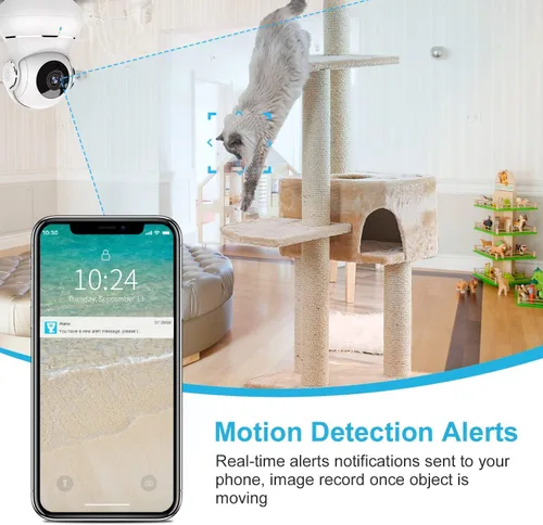 Miniatura 3 de litokam Cámara de seguridad para interiores, paquete de 4, cámaras WiFi de 360° para seguridad del hogar, monitor de bebé 2K