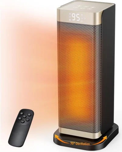 Calentadores de espacio para uso en interiores, calentador eléctrico de 1500 W con termostato, oscilación de 70°, control remoto, 3 modos,