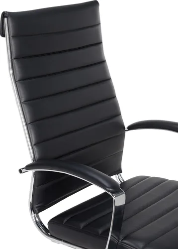 Miniatura 6 de Amazon Basics Silla de escritorio giratoria con respaldo alto, tapicería ergonómica de piel sintética acanalada, soporte lumbar, estilo moderno