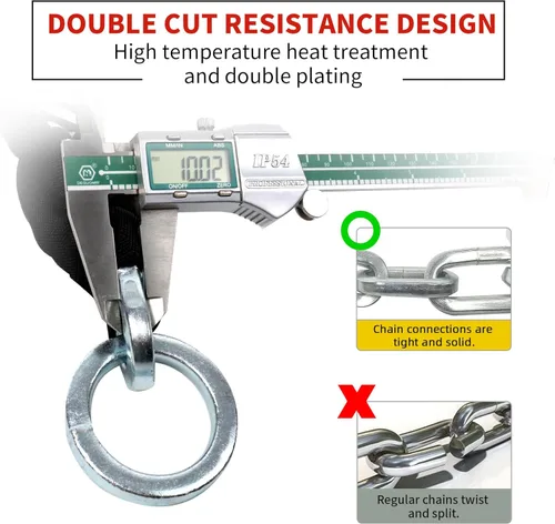 Miniatura 4 de Candado antirrobo AKM para bicicleta de 3 pies/90 cm de largo, candado de cadena resistente de 10 mm de espesor con 4 llaves, seguridad de 16 mm