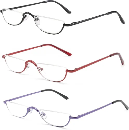 Miniatura 14 de Lentes de lectura de medio marco, lectores de luna de medio metal para mujeres y hombres, 4 pares 1.25