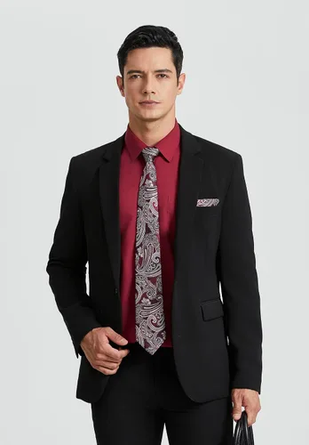 Miniatura 5 de HISDERN Corbatas para hombre, corbata de cachemira y bolsillo cuadrado tejido clásico floral para hombre, corbata de fiesta de boda