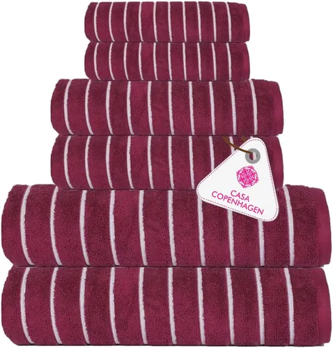 Miniatura 78 de CASA COPENHAGEN Juego de 6 toallas de palomitas de maíz, color azul polvoriento, 21.16 oz/m², 2 toallas de baño, 2 toallas de mano y 2 toallas