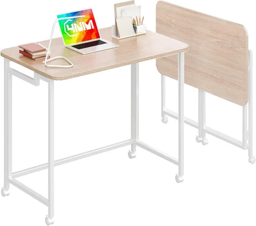Miniatura 7 de 4NM Escritorio de computadora rodante móvil pequeño de 23.6", mesa carrito plegable para laptop con ruedas, escritorio de oficina portátil para Todo