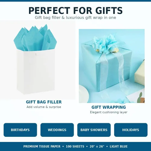 Miniatura 4 de Allgala Papel de seda Papel crepé de color, bolsas de regalo, embalaje, ideal para bodas, cumpleaños, día del padre, regalos de graduación, 100