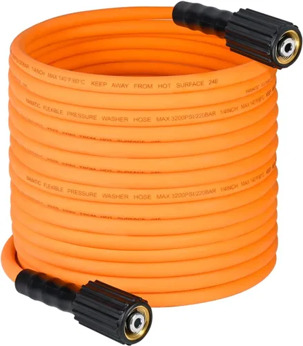 Miniatura 8 de YAMATIC Manguera de lavado a presión de 25 pies, 1/4 de pulgada 3600 PSI Manguera de lavado eléctrico M22, flexible de alta presión resistente a