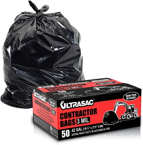 Miniatura 8 de Ultrasac Bolsas para Contratistas de Servicio Pesado (PAQUETE DE 50 UNIDADES DE VALOR/con lazos), 42 galones, 32.75" X 47" - 3 MIL de grosor