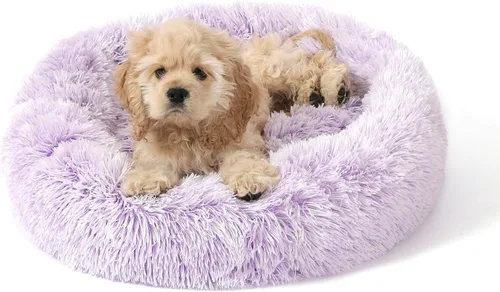 Miniatura 19 de NOYAL Cama Calmante en Forma de Rosquilla para Perros Pequeños a Medianos y Gatos - Cama para Mascotas de Felpa de Piel Sintética Anti-Ansiedad
