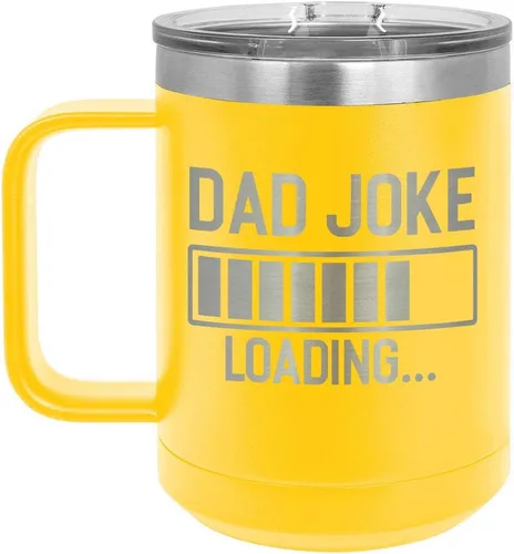 Miniatura 11 de DAD JOKE LOADING Taza de café roja de 15 oz con tapa deslizante Taza de café de viaje aislada Ideas de regalos del día del padre de hijo o hija