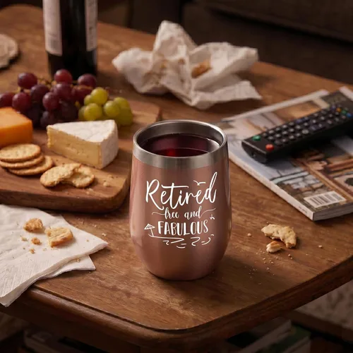 Miniatura 8 de ELEGANTPARK Regalos de jubilación para mujeres, vaso de vino 2025 para jubilados, libre y fabuloso, divertido regalo de cumpleaños para amigos