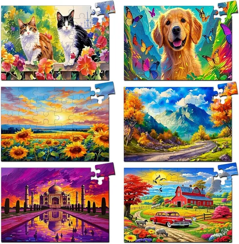 Miniatura 8 de Paquete de 6 rompecabezas grandes de 36 piezas, productos fáciles de demencia, Alzheimer, actividades de demencia, juego de entrenamiento de memoria