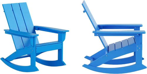 Miniatura 30 de HDPE Laguna Silla mecedora Adirondack de polietileno para exteriores (juego de 2), color negro